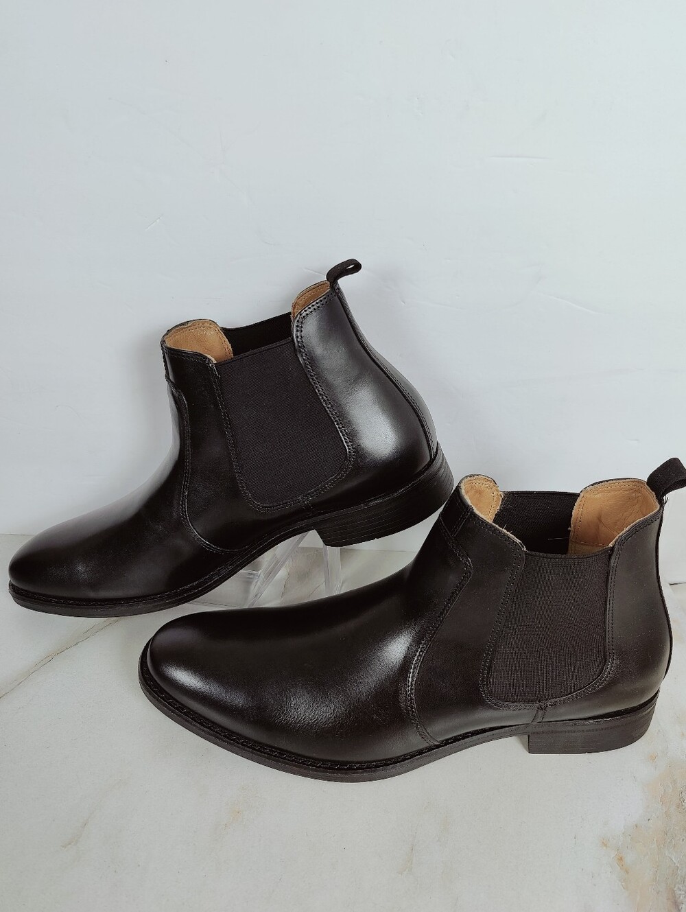 NWOT Johnston & Murphy Men's Lewis Black Leather Chelsea Boots, Sz 13